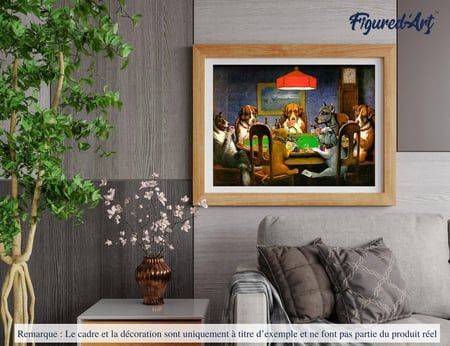 Peinture par Numéro Figured'Art - Les Chiens jouent au Poker - Kit de Loisir Créatif DIY Numéro d'Art Complet - 40x50cm sans châssis en bois