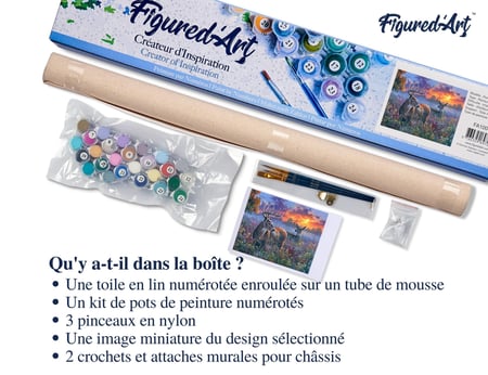 Peinture par Numéro Figured'Art - Couple de cerfs - Kit de Loisir Créatif DIY Numéro d'Art Complet - 40x50cm sans châssis en bois