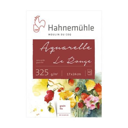 Bloc aquarelle Le Rouge 325g/m2 12feuilles grain fin 17x24cm - Hahnemühle