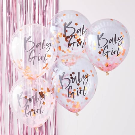 Ballons Confettis Rose - Baby Girl