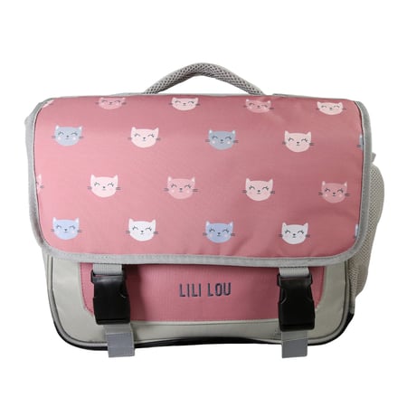 Cartable Scolaire Primaire 38cm Lili Lou gris et rose  2 Compartiments - Bagtrotter