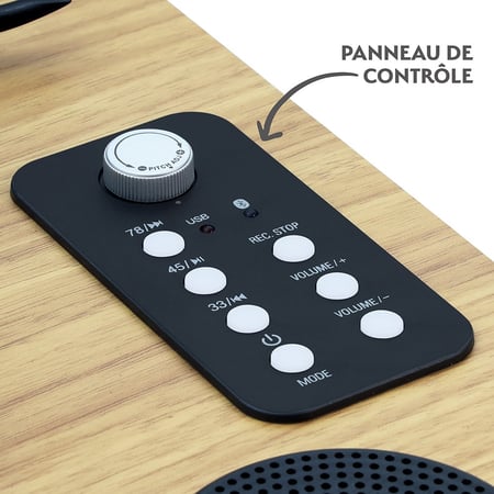 Platine vinyle Bluetooth effet bois 33/45/78 tours avec HP intégrés