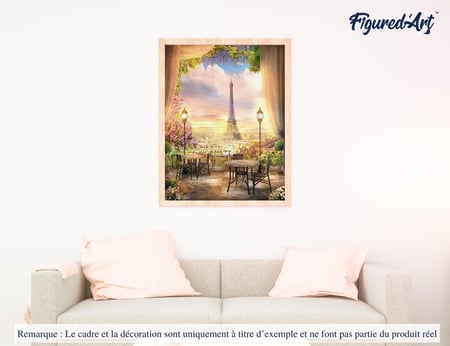 Peinture par Numéro Figured'Art - Paysage romantique de Paris - Kit de Loisir Créatif DIY Numéro d'Art Complet - 40x50cm sans châssis en bois