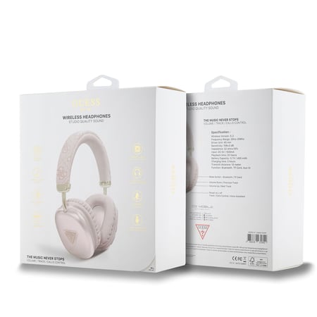 Casque Audio Guess Bluetooth 5.3 – Effet Saffiano Doré – Arceau Ajustable – Neuf