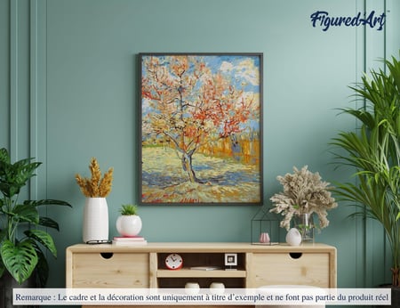 Peinture par Numéro Figured'Art avec Cadre - Van Gogh Pêcher - Kit de Loisir Créatif DIY Numéro d'Art Complet - 40x50cm toile tendue sur châssis