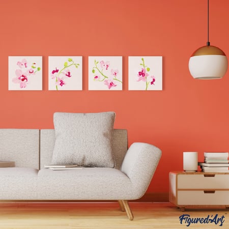 Mini Peinture par Numéro Figured'Art 20x20cm avec cadre Branche d'Orchidée - Petit Format
