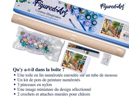 Peinture par Numéro Figured'Art - Ruelle à paris - Kit de Loisir Créatif DIY Numéro d'Art Complet - 40x50cm sans châssis en bois