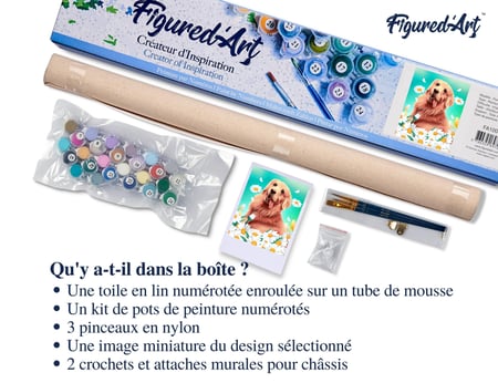 Peinture par Numéro Figured'Art - Golden Retriever - Kit de Loisir Créatif DIY Numéro d'Art Complet - 40x50cm sans châssis en bois