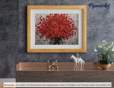 Peinture par Numéro Figured'Art - Fleurs rouges abstraites - Kit de Loisir Créatif DIY Numéro d'Art Complet - 40x50cm sans châssis en bois