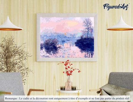 Peinture par Numéro Figured'Art - Claude Monet Soleil couchant sur la seine à lavacourt - Loisir Créatif Numéro d'Art - 40x50cm sans châssis en bois