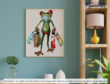 Peinture par Numéro Figured'Art - La Grenouille revenant du Shopping - Kit de Loisir Créatif DIY Numéro d'Art Complet - 40x50cm sans châssis en bois