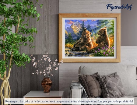 Peinture par Numéro Figured'Art - Couple d'ours - Kit de Loisir Créatif DIY Numéro d'Art Complet - 40x50cm sans châssis en bois