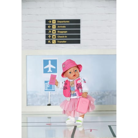Tenue De Voyage Deluxe Pour Poupée BABY Born 43 Cm - Robe, Veste, Bonnet, Chaussures, Valise, Passeport, Zapf Creation