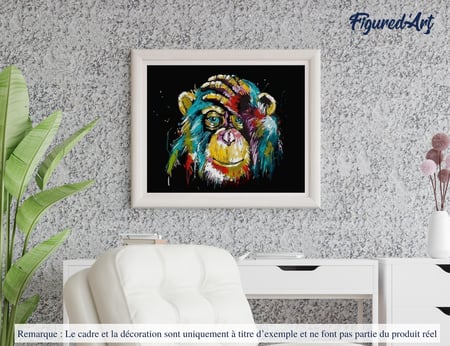 Peinture par Numéro Figured'Art - Babouin Pop Art - Kit de Loisir Créatif DIY Numéro d'Art Complet - 40x50cm sans châssis en bois