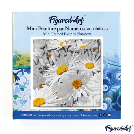 Mini Peinture par Numéro Figured'Art 20x20cm avec cadre Jolies Marguerites - Petit Format