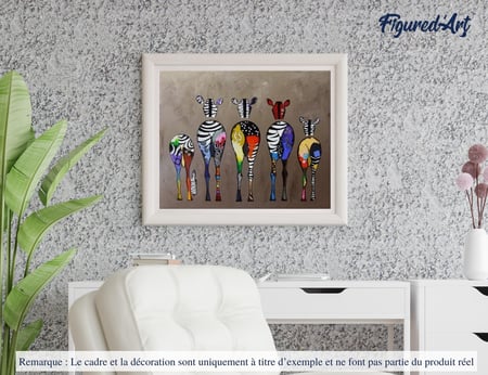 Peinture par Numéro Figured'Art - Zèbres de dos - Kit de Loisir Créatif DIY Numéro d'Art Complet - 40x50cm sans châssis en bois