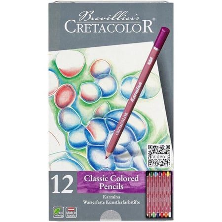 Crayons de couleur - 12 couleurs intenses - Résiste à l'eau - Beaux-arts - Cretacolor Karmina