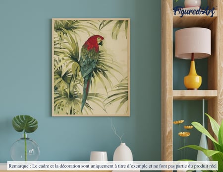 Peinture par Numéro Figured'Art - Perroquet et Plante verte - Kit de Loisir Créatif DIY Numéro d'Art Complet - 40x50cm sans châssis en bois