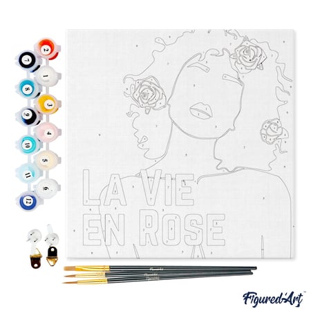 Mini Peinture par Numéro Figured'Art 20x20cm avec cadre La Vie en Rose - Petit Format