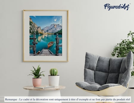 Peinture par Numéro Figured'Art - Barque sur un Lac de Montagne - Kit de Loisir Créatif DIY Numéro d'Art Complet - 40x50cm sans châssis en bois