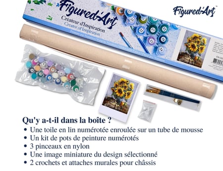 Peinture Par Numéros Tournesols KEYIFA – Toile 20x30cm Avec Cadre, Peinture Acrylique, Pinceaux | DIY Adulte Déco Maison