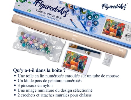 Peinture par Numéro Figured'Art - Trio de lapins - Kit de Loisir Créatif DIY Numéro d'Art Complet - 40x50cm sans châssis en bois