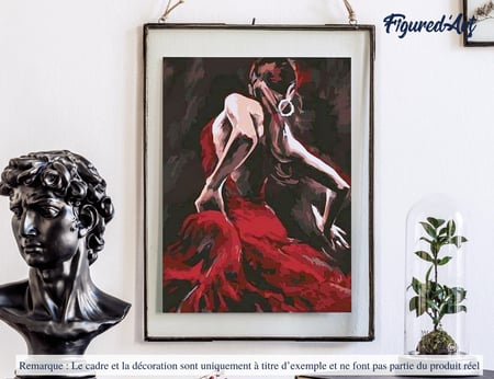 Peinture par Numéro Figured'Art - Danseuse de Flamenco - Kit de Loisir Créatif DIY Numéro d'Art Complet - 40x50cm sans châssis en bois