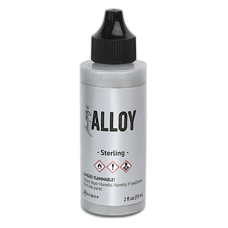 Encre à alcool métallique Tim Holtz Alloy - Sterling - 59 ml - Pour effets fragmentés
