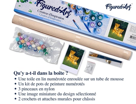 Peinture par Numéro Figured'Art - Lionceaux - Kit de Loisir Créatif DIY Numéro d'Art Complet - 40x50cm sans châssis en bois