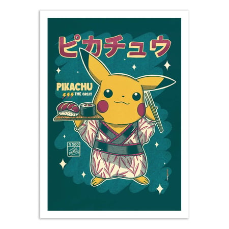 Affiche 50x70 cm - Pikachu Sushi - Rafa Gomes
