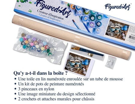 Peinture par Numéro Figured'Art - Chocolat Chaud - Kit de Loisir Créatif DIY Numéro d'Art Complet - 40x50cm sans châssis en bois