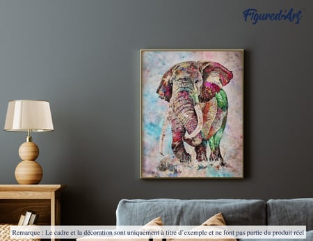 Peinture par Numéro Figured'Art - Éléphant en couleur - Kit de Loisir Créatif DIY Numéro d'Art Complet - 40x50cm sans châssis en bois