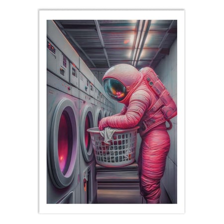 Affiche 50x70 cm - Astronaut Doing Laundry - Baard Martinussen