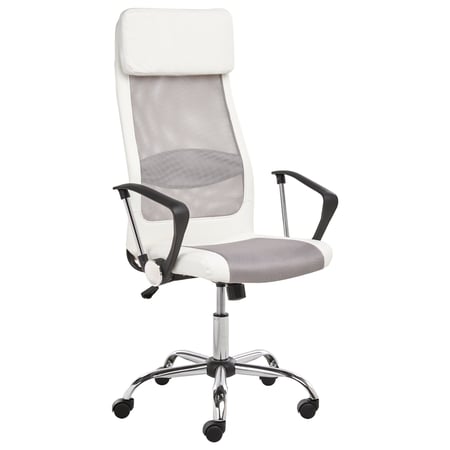 Chaise de Bureau Moderne en Tissu Synthétique Blanc au Style Gaming avec Accoudoir en Plastique Beliani