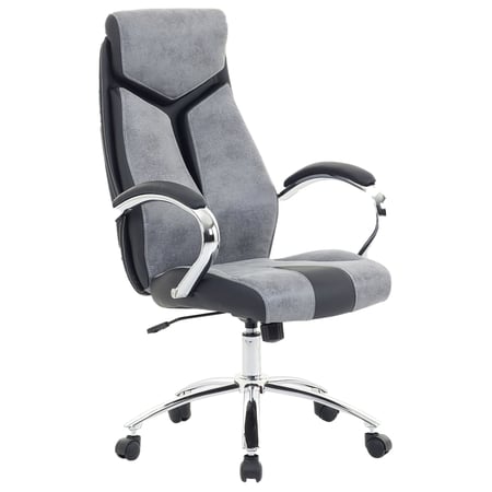Chaise de Bureau Design Fauteuil Gamer Tapissé Effet Cuir Gris avec Pied Métallique Rembourrage Épais Confortable et Style Moderne Élégant Beliani