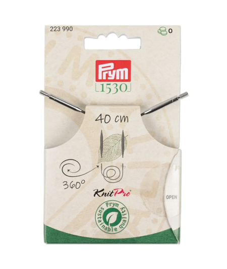 Câble rotatif 360° Natural Prym de 40 à 150cm – Cordon en acier avec revêtement nylon pour aiguilles interchangeables 40cm Marron