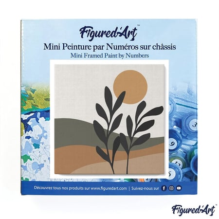 Mini Peinture par Numéro Figured'Art 20x20cm avec cadre Paysage et Plante - Petit Format