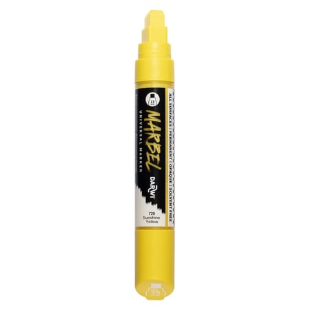Marqueur - Peinture acrylique - Jaune - Permanent - Pointe rectangulaire 15mm - Marbel - Darwi