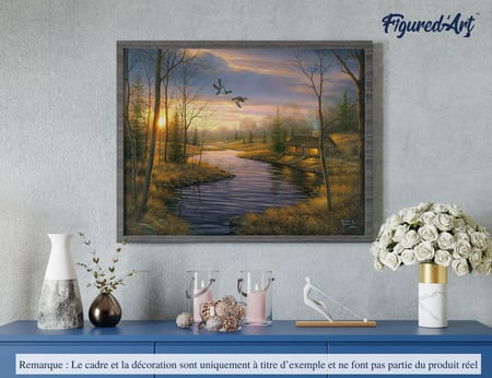 Peinture par Numéro Figured'Art - Maison de campagne au crepuscule - Kit de Loisir Créatif DIY Numéro d'Art Complet - 40x50cm sans châssis en bois