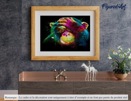 Peinture par Numéro Figured'Art - Singe coloré - Kit de Loisir Créatif DIY Numéro d'Art Complet - 40x50cm sans châssis en bois