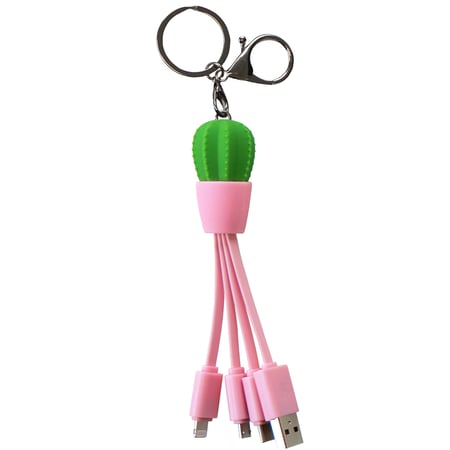 YELLO KOKO Câble 3 en 1 USB A/micro USB & USB C & Lightning 0,15m Cactus Rose