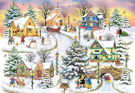 Puzzle 1000 pièces - Noël au Village - Grafika