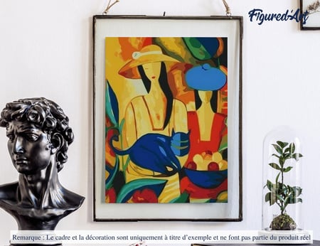 Peinture par Numéro Figured'Art - Femmes et Chat bleu - Kit de Loisir Créatif DIY Numéro d'Art Complet - 40x50cm sans châssis en bois