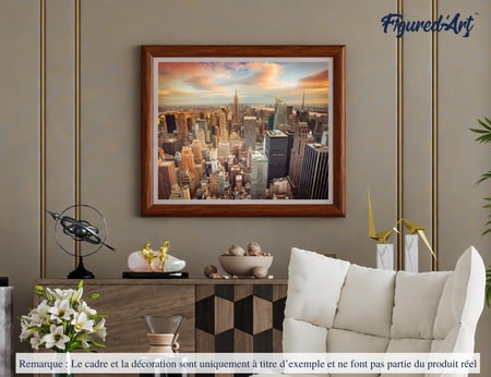 Peinture par Numéro Figured'Art - Coucher de soleil sur New York - Kit de Loisir Créatif DIY Numéro d'Art Complet - 40x50cm sans châssis en bois