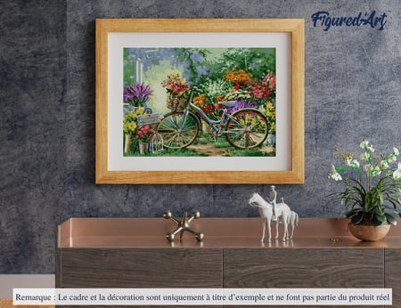Peinture par Numéro Figured'Art - Fleurs et Vélos - Kit de Loisir Créatif DIY Numéro d'Art Complet - 40x50cm sans châssis en bois