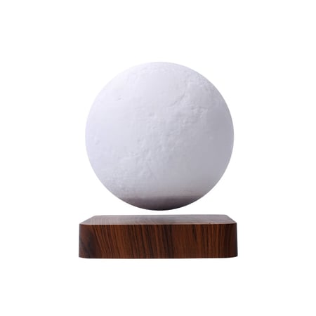 Globe Lune 3D en lévitation MOONFLIGHT base bois foncé