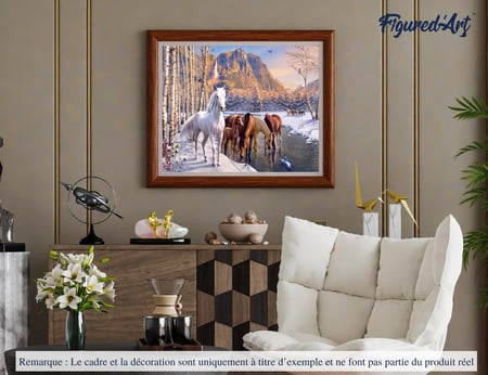 Peinture par Numéro Figured'Art - Chevaux à la fin de l'hiver - Kit de Loisir Créatif DIY Numéro d'Art Complet - 40x50cm sans châssis en bois