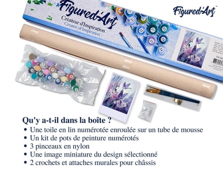 Peinture par Numéro Figured'Art - Fleurs et Papillons - Kit de Loisir Créatif DIY Numéro d'Art Complet - 40x50cm sans châssis en bois
