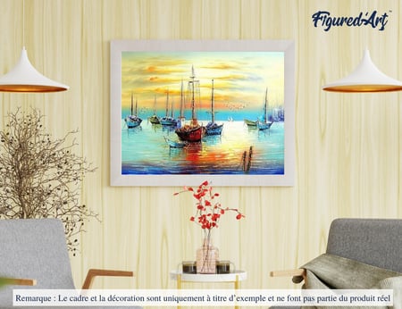 Peinture par Numéro Figured'Art - Voiliers au port - Kit de Loisir Créatif DIY Numéro d'Art Complet - 40x50cm sans châssis en bois