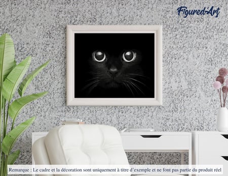 Peinture par Numéro Figured'Art - Tête de Chat noir - Kit de Loisir Créatif DIY Numéro d'Art Complet - 40x50cm sans châssis en bois